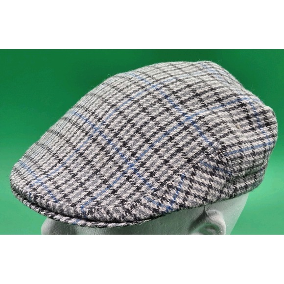 Barbour Other - Barbour Hat Gray Blue Plaid Tweed Wool Blend Newsboy Flat Cap Size 7 3/8